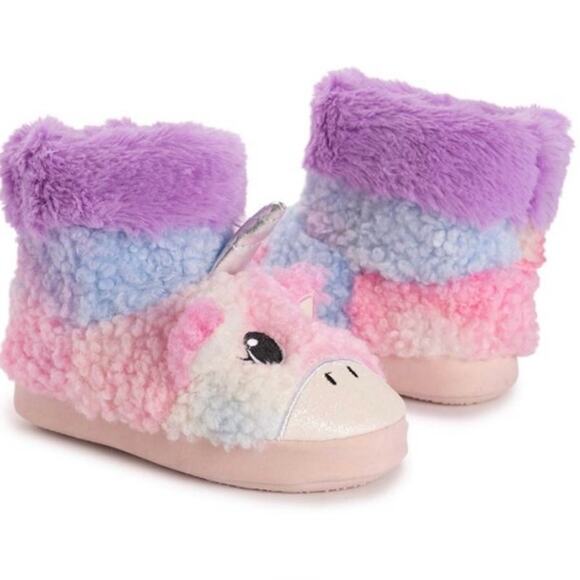 Muk Luks Zoo Friends fuzzy Unicorn Slippers - Picture 1 of 8